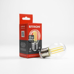 ETRON Лампа світлодіодна Filament Power G45 E27 8W 3000K прозоре скло