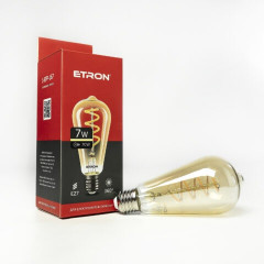 ETRON Лампа світлодіодна Filament Power ST64 Vintage E27 7W 2700K позолочене скло
