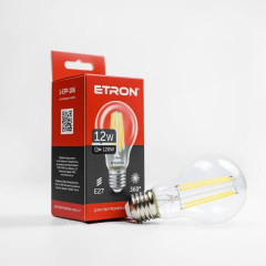 ETRON Лампа світлодіодна Filament Power A60 12W 4200K E27 прозоре скло