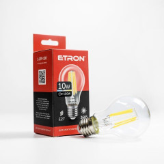 ETRON Лампа світлодіодна Filament Power A60 10W 4200K E27 прозоре скло