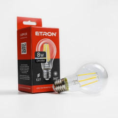 ETRON Лампа світлодіодна Filament Power A60 8W 4200K E27 прозоре скло
