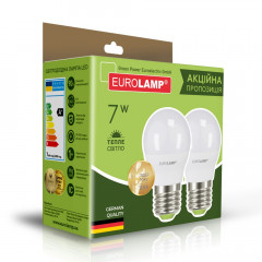 EUROLAMP Лампа LED промо-набір G45 7W E27 3000K акція 1+1