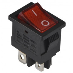 LUMANO Переключатель 1кл. (Мини/черный+красная кнопка/2 контакта/малый) YL211-05 (KCD1-101 R/B)