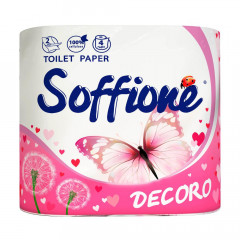 SOFFION Папір туалетний DEKORO білий, рожевий 2шар. 4од. RU