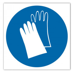 Табличка "Працювати в захисних рукавицях" (д.150мм) Будмен