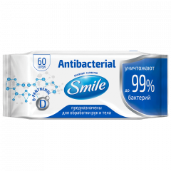 SMILE Серветки вологі Antibacterial з Д-пантенолом 60шт RU Будмен