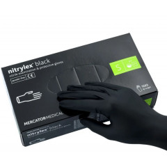 NITRYLEX BLACK Перчатки нитриловые для осмотра нестирильные без пудры черные (S) 100шт