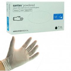 SANTEX POWDERED Перчатки латексные смотровые нестерильные припудренные 100шт M Будмен